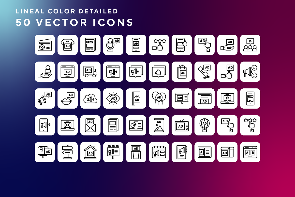 Advertisement icons, an Outline Icon by Wencory (Photo 1 of 2)