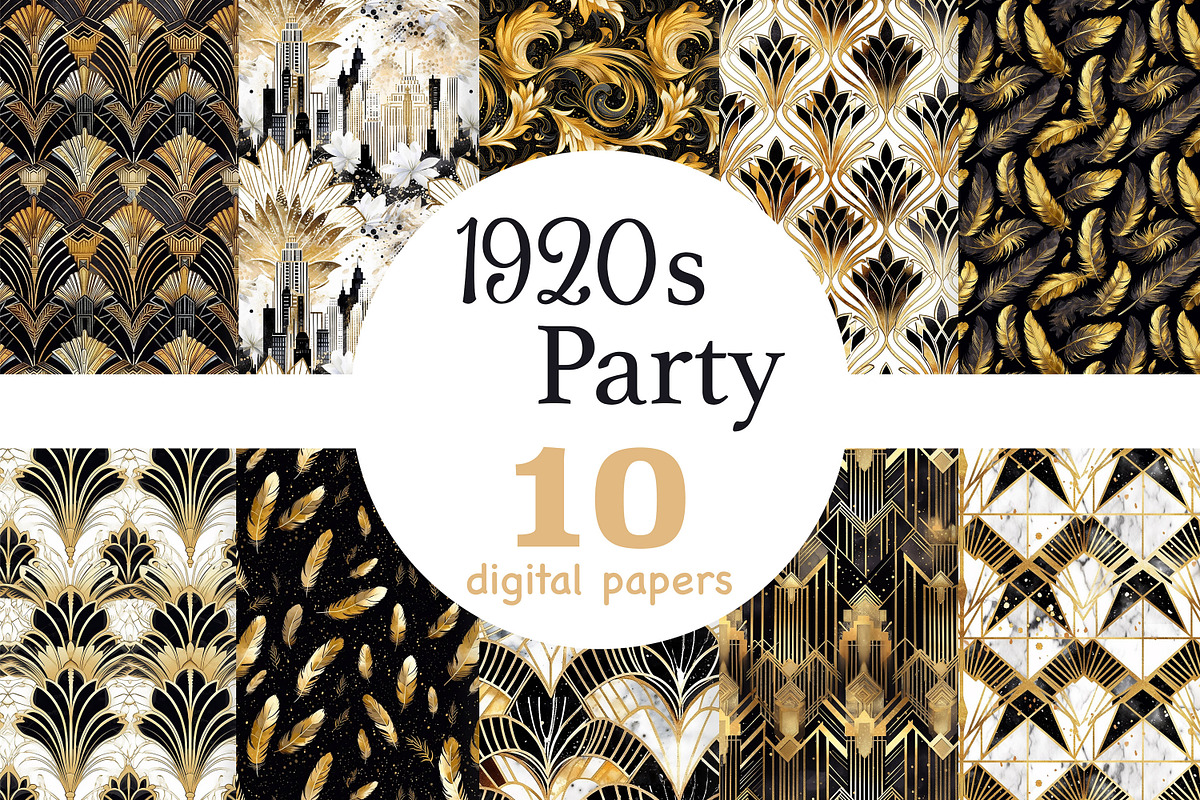 1920s Party Papers | Black and Gold, a Pattern Graphic by GlamArtZhanna (Photo 1 of 3)