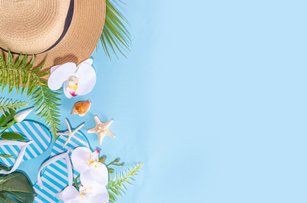 Light blue colored summer vacation and holiday background, a Holiday Photo by Rimma
