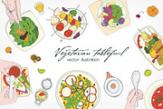 Festive vegetarian table, hand drawn, a Food Illustration by Good Studio (Thumbnail 1 of 4)