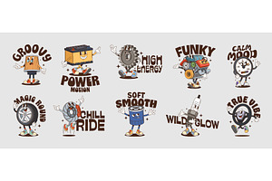 Car spare parts y2k groovy, a Decorative Illustration by Buch&Bee