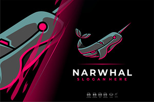 Modern Mecha Robot Narwhal Logo Icon