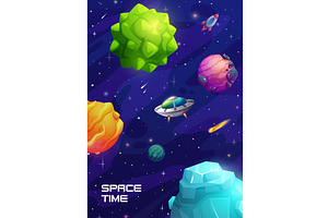 Cartoon Space Landscape, Galaxy