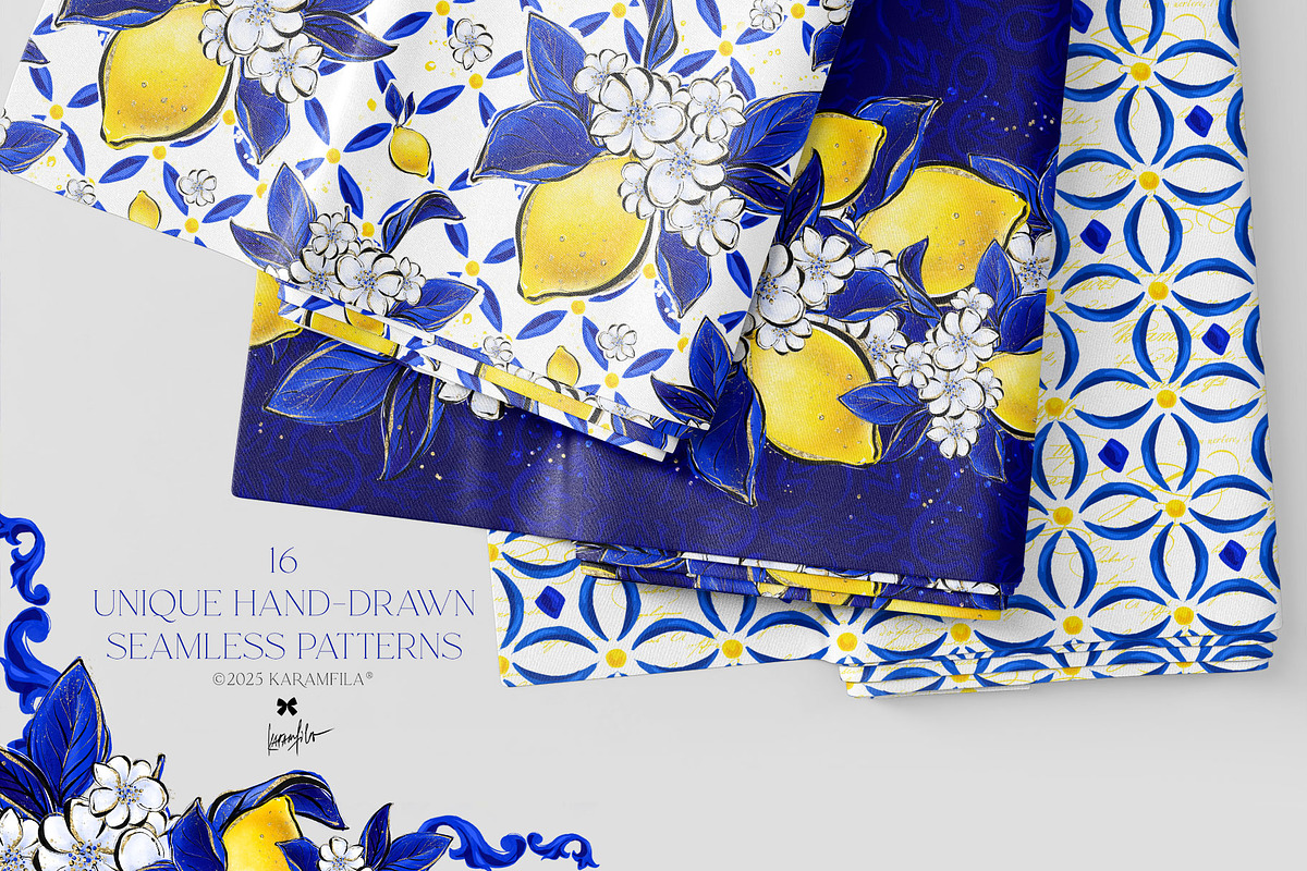 Amalfi Lemons & Mediterranean Tiles, a Pattern Graphic by KaramfilaS (Photo 19 of 23)