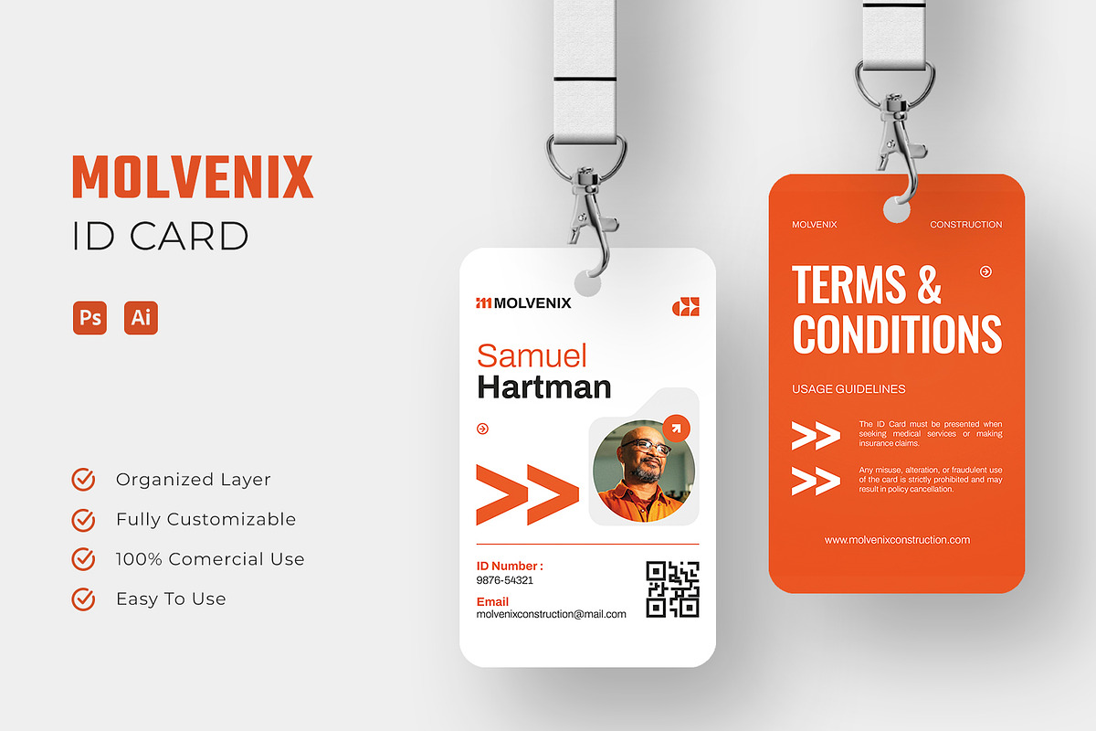 Molvenix Construction - ID Card, a Card Template by Esensifiksi.studio (Photo 1 of 3)