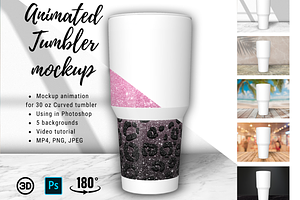 3D animated tumbler mockup Curved 30