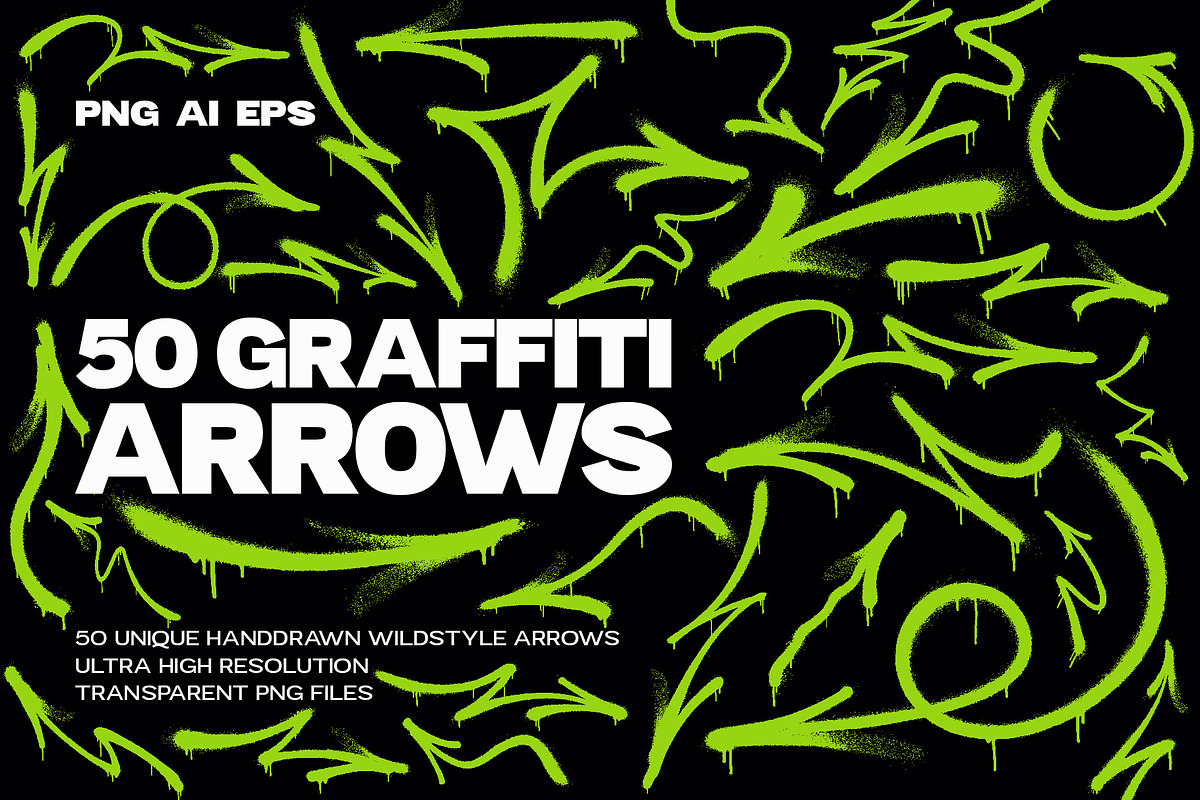 50 Graffiti Arrows With Drips, an Object Graphic by HipFonts (Photo 1 of 3)