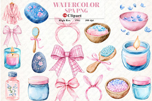 Spa Watercolor Clipart, an Illustration by Watercolor design