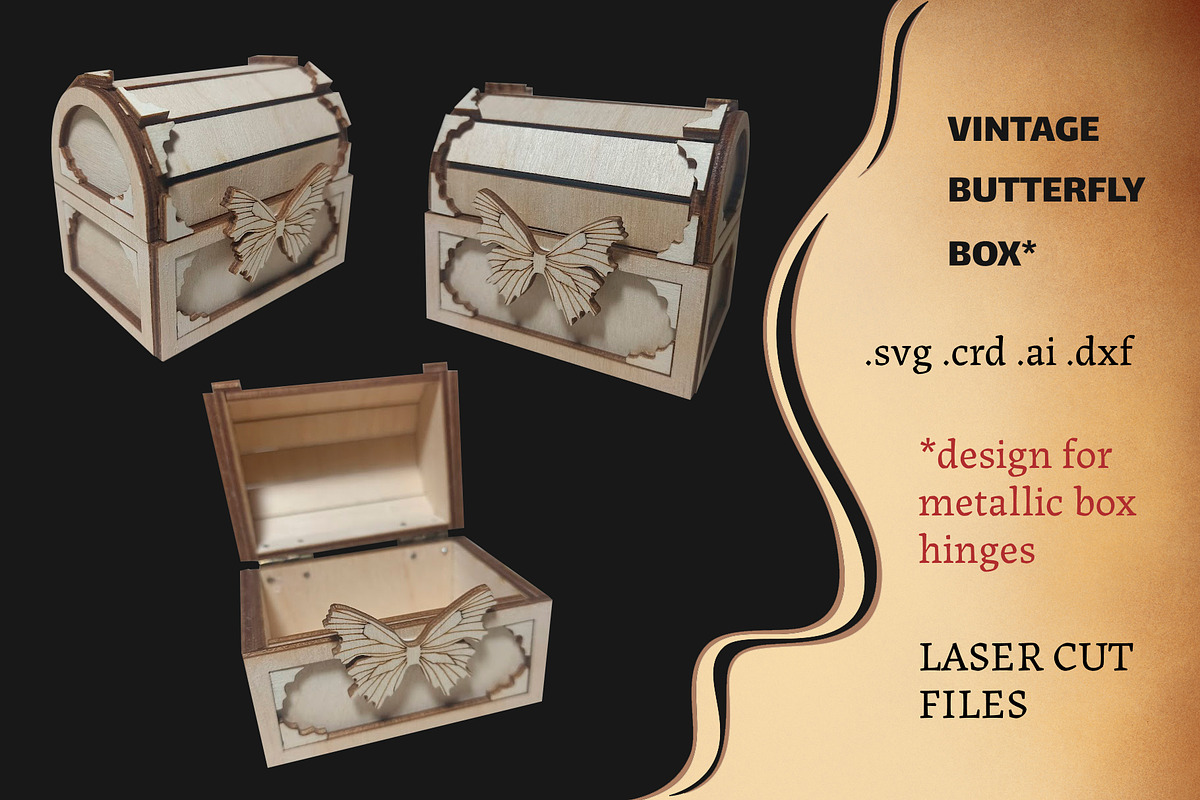 Mini butterfly chest - laser cut, an Object Graphic by Unicornspedia (Photo 1 of 3)