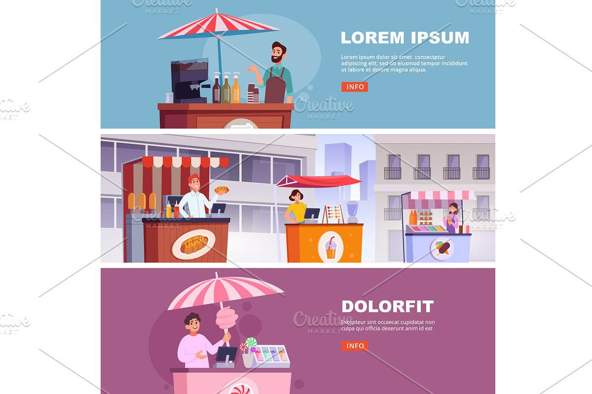 Street food. urban landscape with, a Food Illustration by Onyx