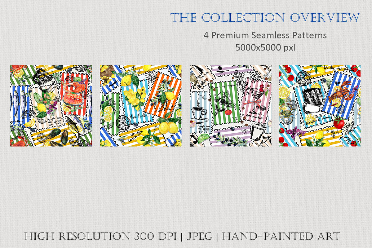 Italian Summer Stamps: 4 Patterns, a Pattern Graphic by FineArt (Photo 4 of 5)