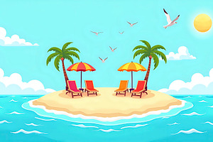 Colorful Summer Island With Beach Um, a Photo by LOGOCREATIVE