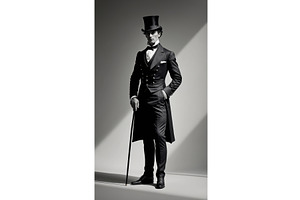 Elegant man in vintage formal attire, an Illustration by tilialucida