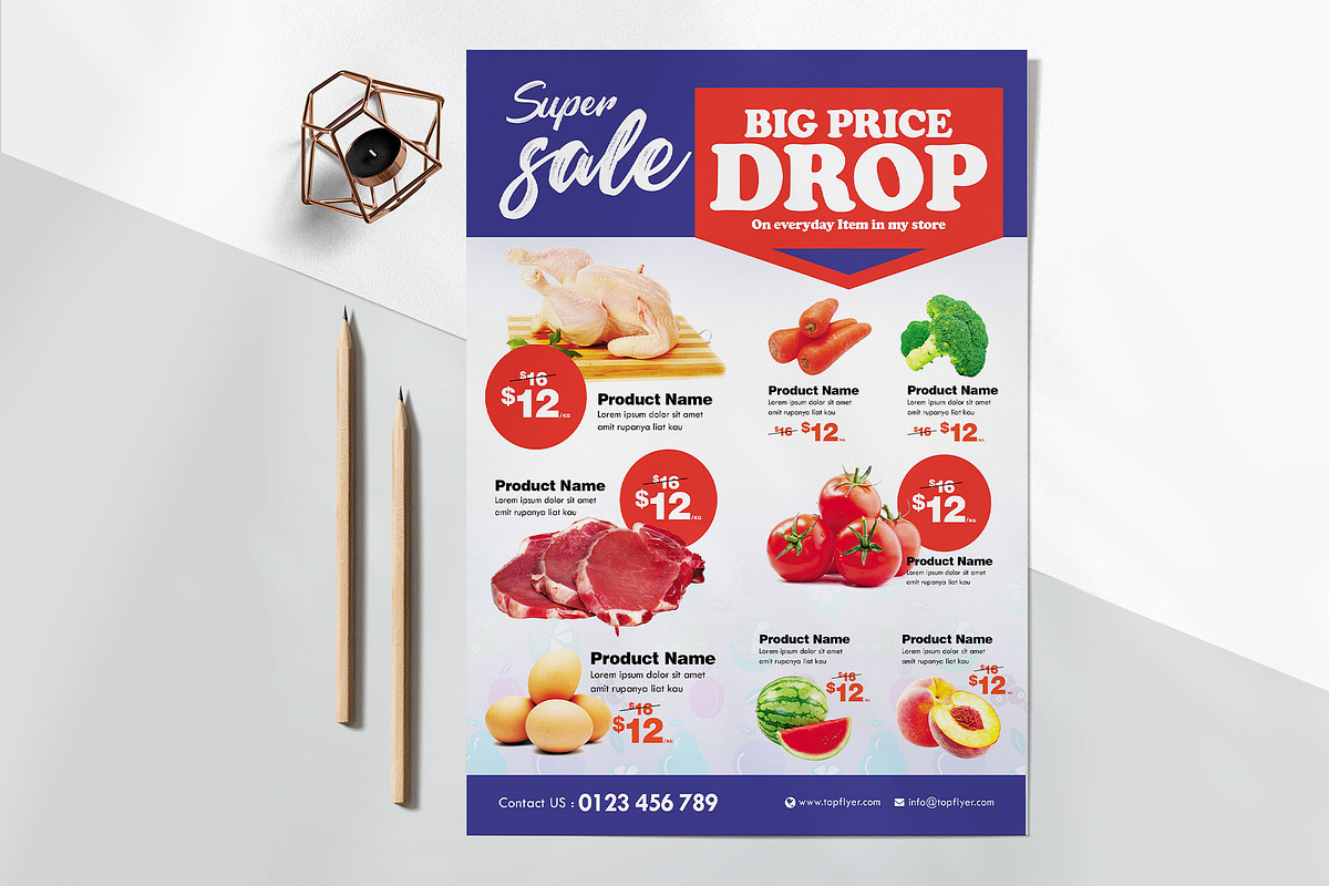 Supermarket Grocery Flyer Template, a Flyer Template by jobnabru (Photo 2 of 2)