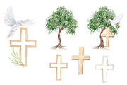 Watercolor Catholic Wooden Cross, a Decorative Illustration by Daryartsy (Thumbnail 2 of 5)