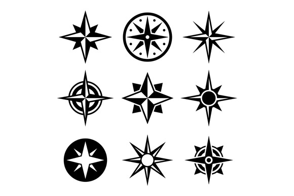 Compass And Wind Rose Icons Set