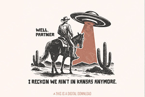 Cowboy And UFO PNG, Western Sci-Fi