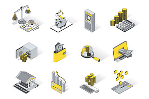 Banking Isometric Icons