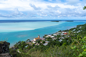 Aerial view of Vaiea village and church in Maupiti, French Polyn, a Nature Photo by GoodGoods