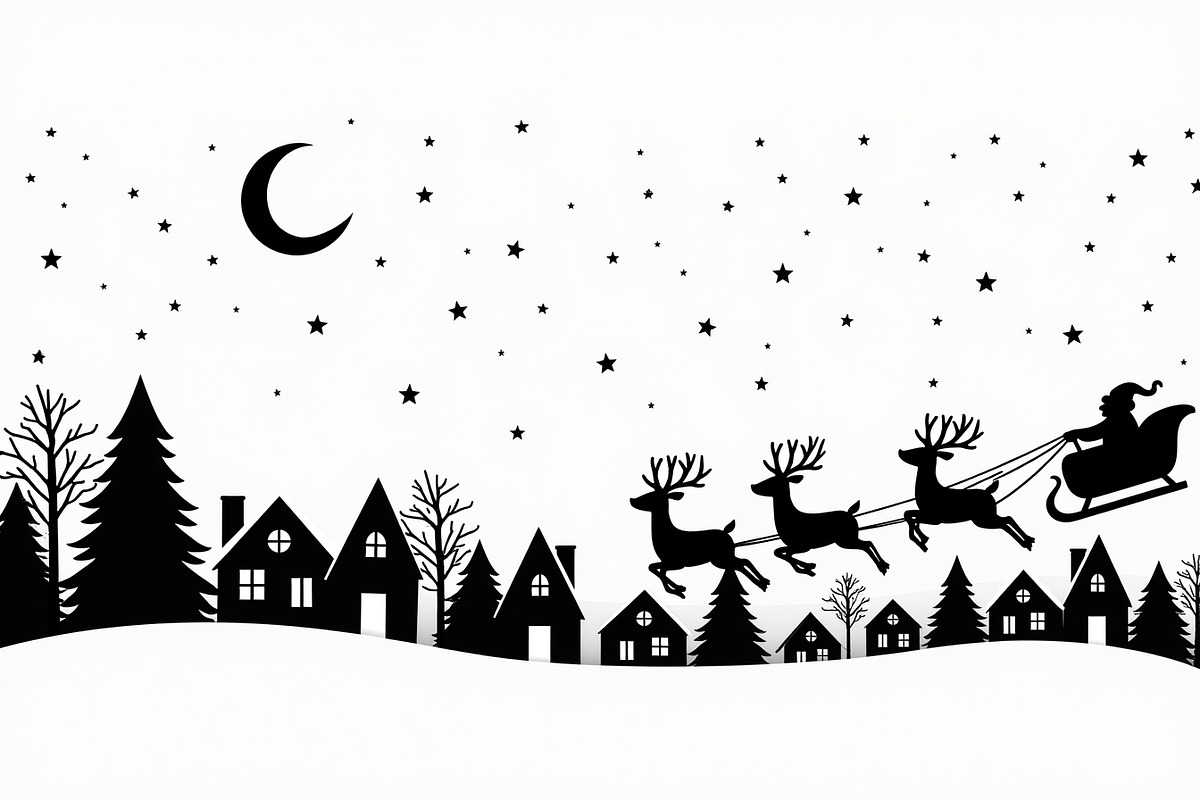 Xmas Reindeer Scene Silhouettes, an Illustration by musafir_fashion (Photo 8 of 21)