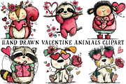 Hand Drawn Valentine Animals Clipart, an Illustration by OK Design (Thumbnail 2 of 6)