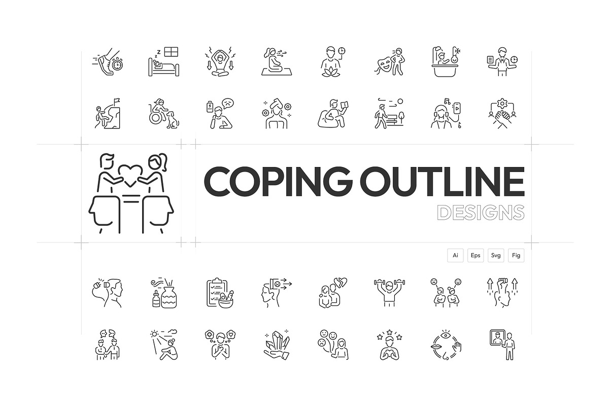 Coping Icon Set, an Outline Icon by Prosymbols (Photo 1 of 5)