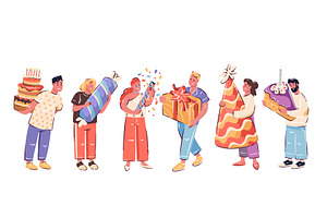 Celebration Characters Cartoon Set, an Object Illustration by VictoriaSergeeva
