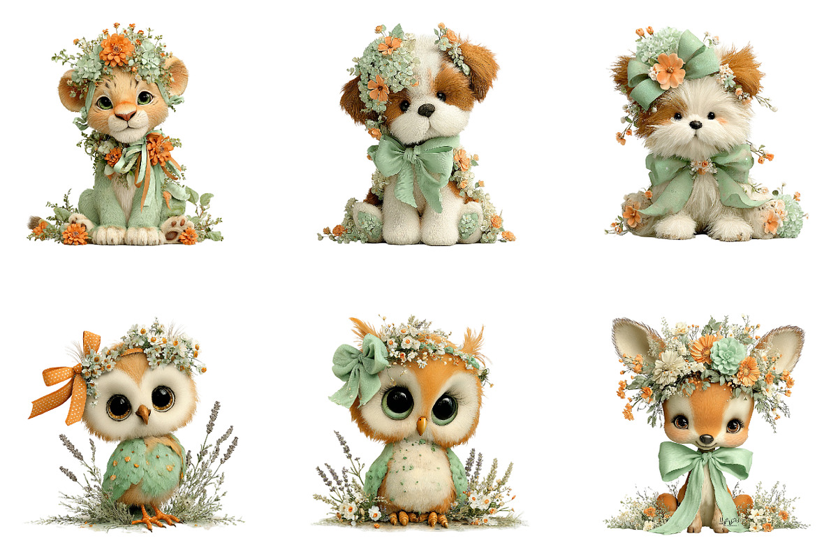 Spring Flower Animal Sublimation Cli, an Illustration by CreationArt (Photo 5 of 7)