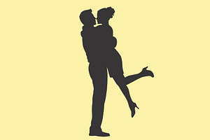 Silhouette Of Couple Embracing