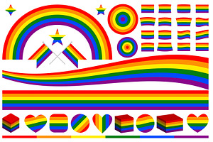 Vector LGBT rainbow symbols set.
