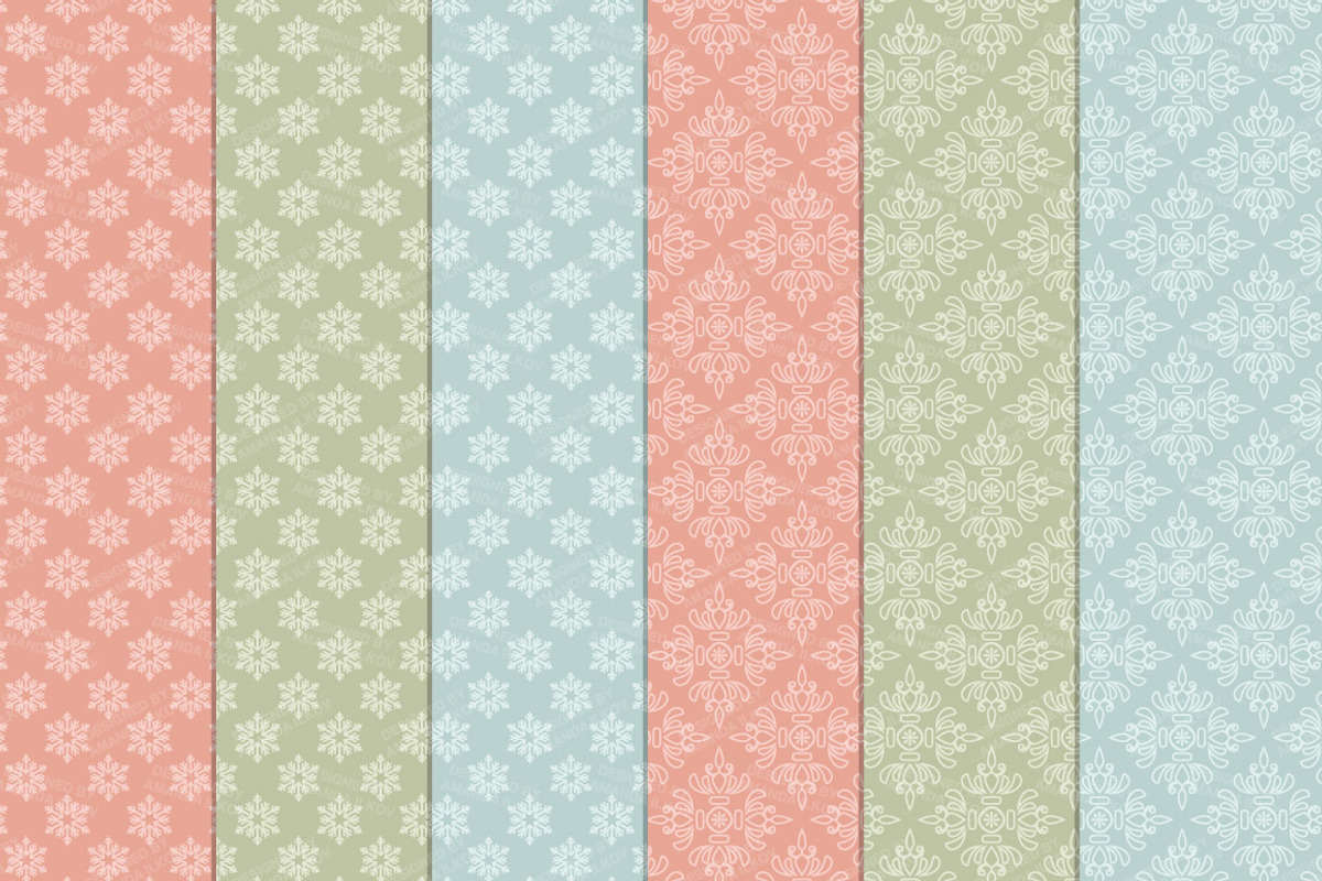 Pastel Christmas Wreaths & Patterns, an Illustration by Amanda Ilkov (Photo 5 of 5)