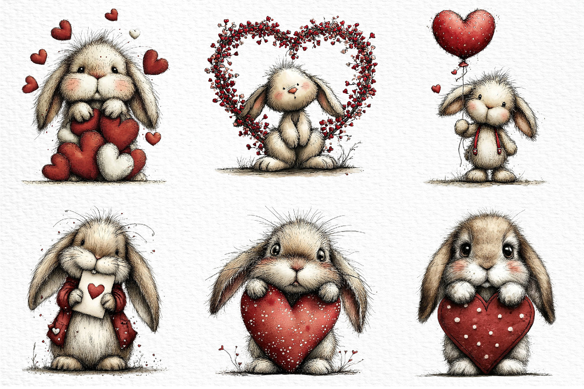 Funny Valentine Bunny Clipart, an Illustration by Craft Nest (Photo 6 of 10)