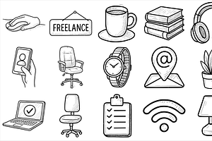 Freelance Work Icons, an Object Graphic by nikagraphic