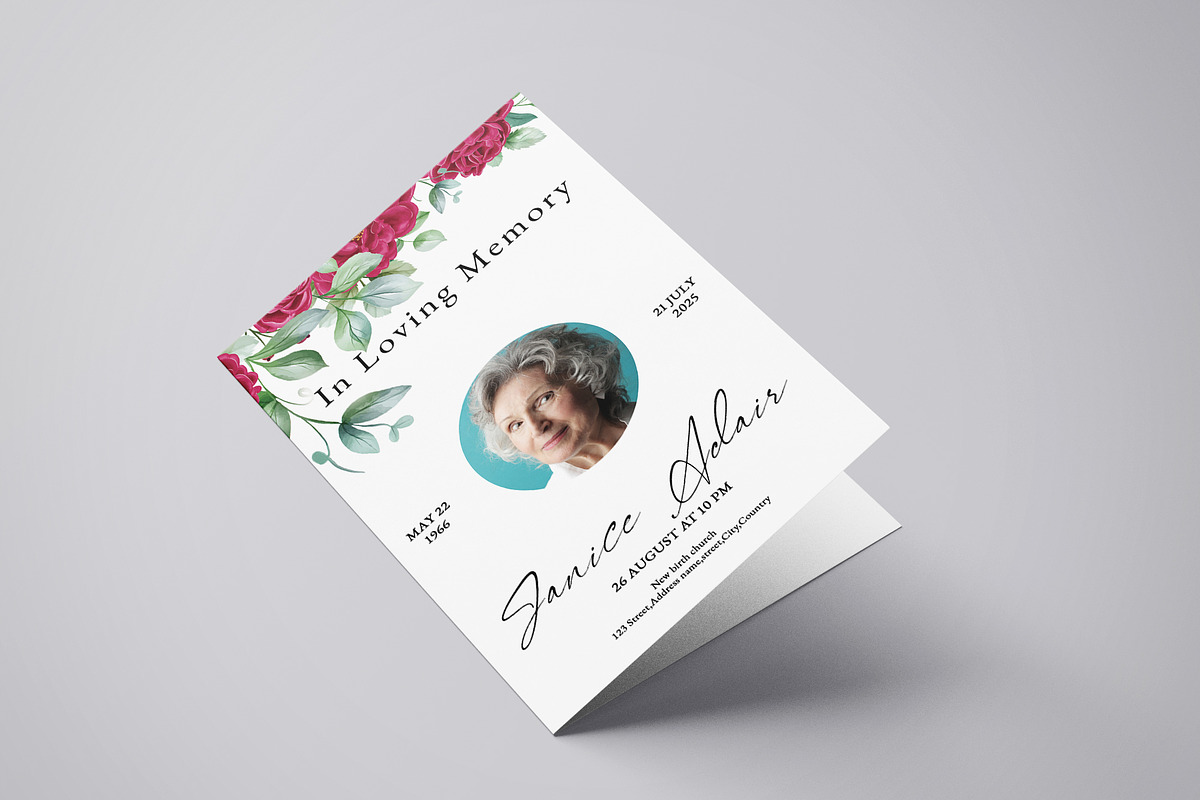 Floral Funeral Program Template, a Brochure Template by retrographix (Photo 2 of 5)
