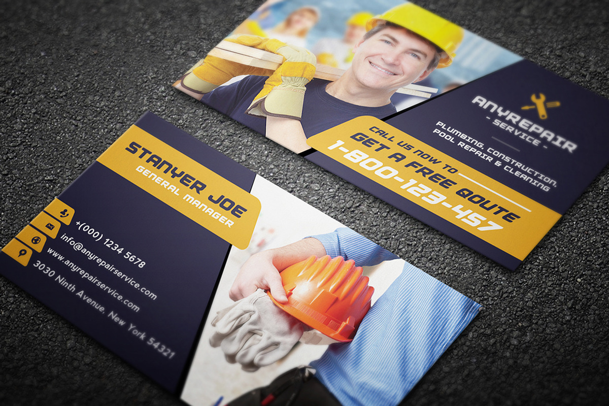 Service Business card, a Business Card Template by GraphicsEgg