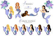 Cute Little Mermaid Clipart, an Illustration by Oh Darling Graphics (Thumbnail 2 of 3)