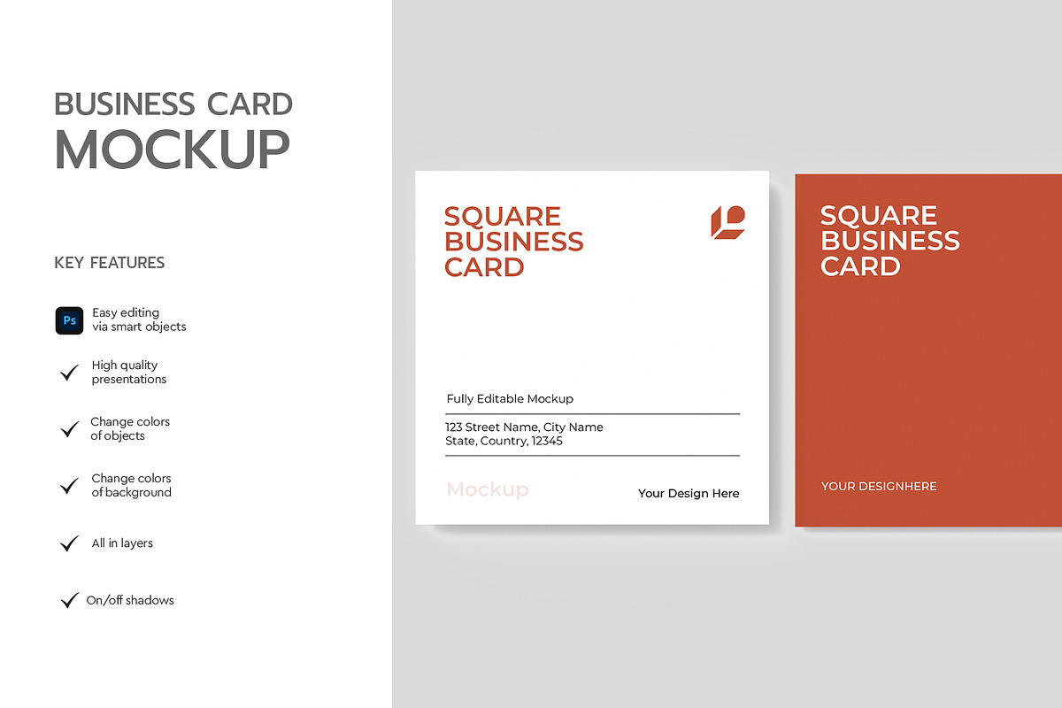 Square Business Card PSD Mockup, an Advertising Mockup by graphypix (Photo 2 of 4)
