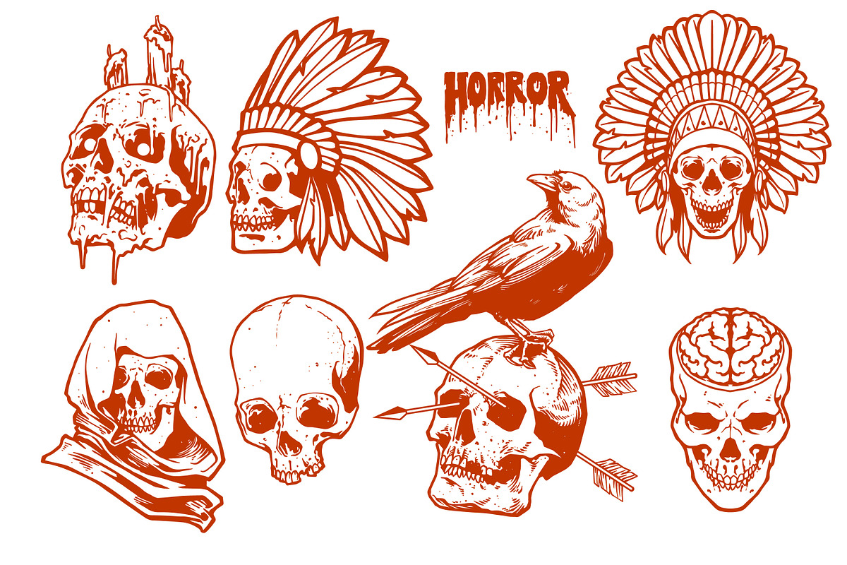 Skull Illustration BUNDEL, an Object Illustration by grindstudio (Photo 2 of 2)