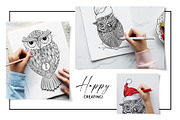 Owls Line Art Illustrations, an Animal Illustration by ilonitta (Thumbnail 8 of 9)