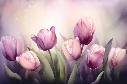 Beautiful floral set with watercolor spring tulip flowers. Spring concept. Gene, a Photo by José Manuel Gelpi