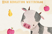 Farm Animals Watercolor Clipart, an Animal Illustration by LeMagiqueBoutique (Thumbnail 7 of 8)