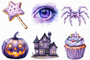 Watercolor Pastel Purple Halloween, an Illustration by Craft Nest (Thumbnail 2 of 6)