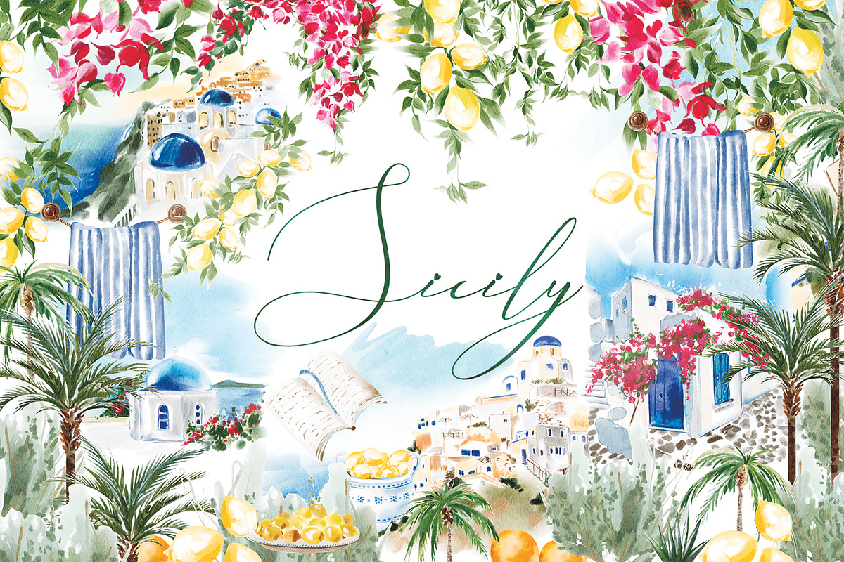 Sicily in Watercolor, an Object Graphic by Knopazyzy (Photo 1 of 14)