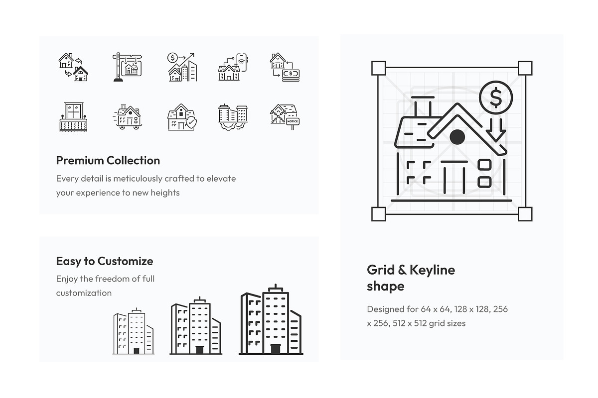 Real Estate and Apartment Icons, an Outline Icon by Prosymbols (Photo 3 of 5)