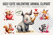 Ugly Cute Valentine Animal Clipart, an Animal Illustration by Artnoy (Thumbnail 1 of 8)