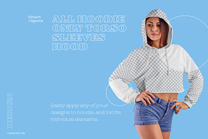 8 Women Crop Top Hoodie Mockups