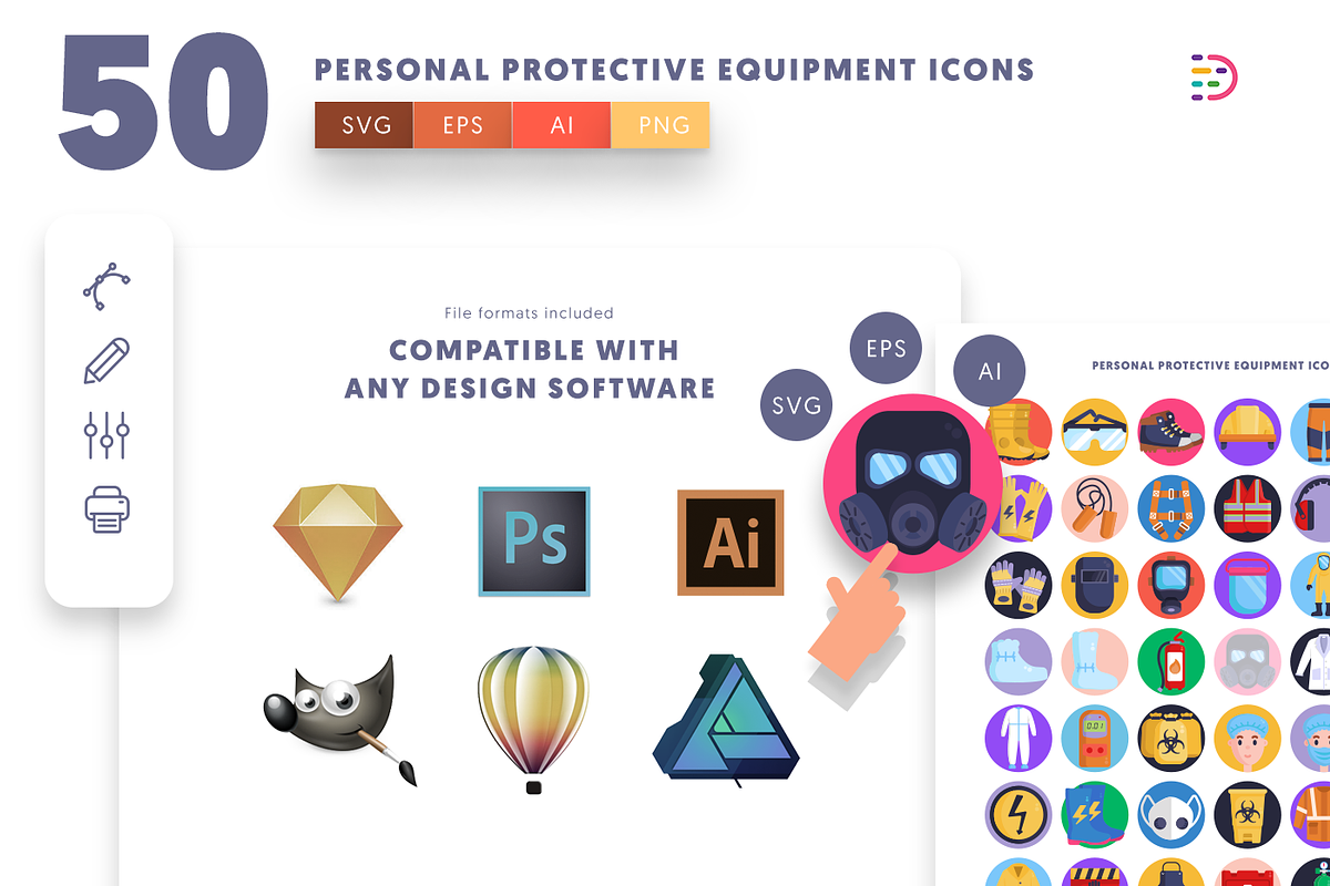50 Protective Equipment Icons, an Outline Icon by Dighital (Photo 9 of 9)