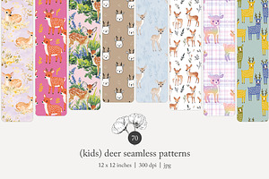 70 (kids) deer seamless pattern, a Pattern Graphic by Poppy Lane Studio