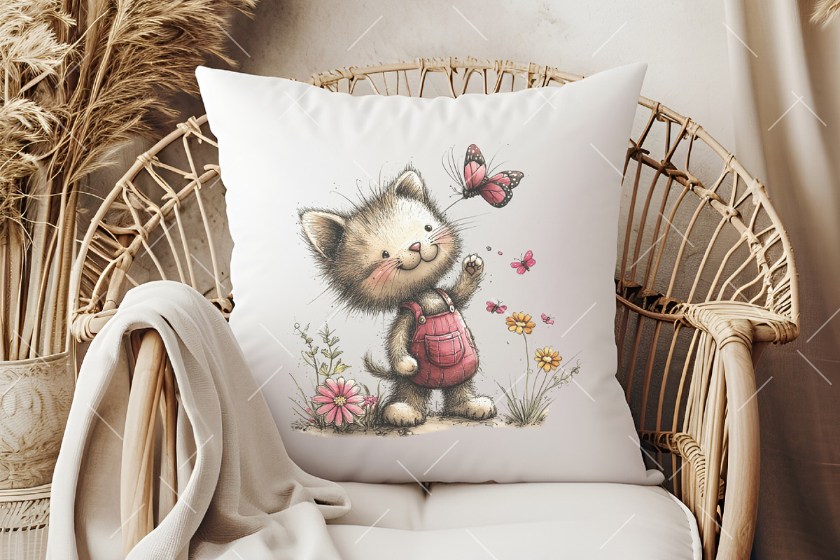 Watercolour Summer Cat Clipart, an Illustration by OK Design (Photo 5 of 6)