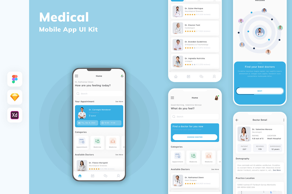 Medical Mobile App UI Kit, an UI Kit Template by uicube
